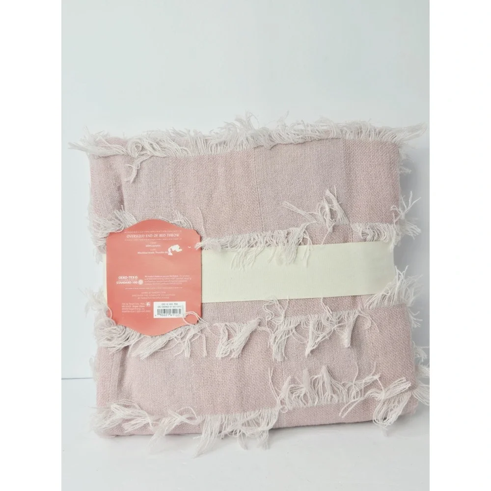 Opalhouse Throw Blush Pink‎ Blanket Woven Fringe end of bed throw NEW oversized